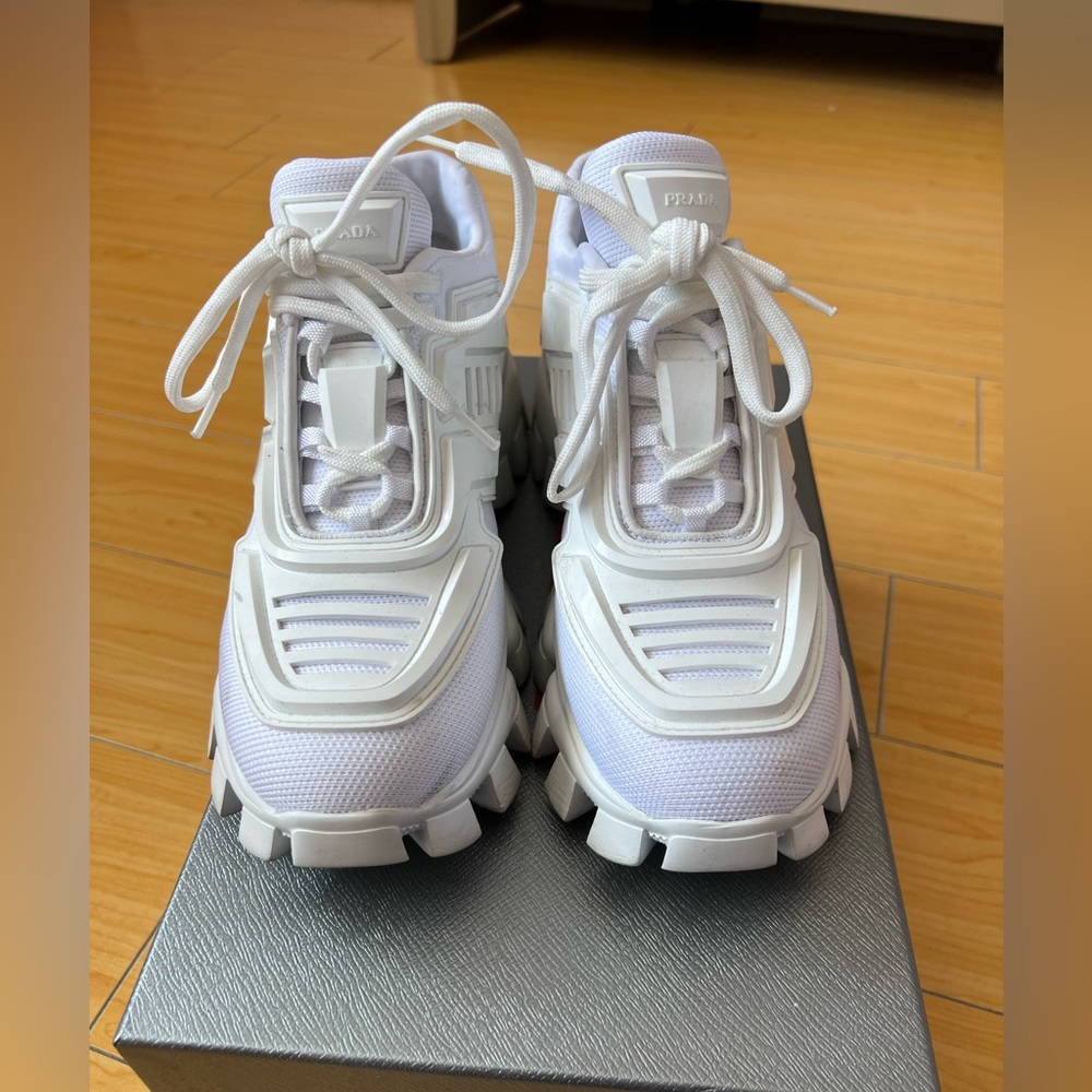 Prada White Cloudbust thunder fabric sneakers 37